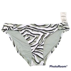 Bar III Sage Green And White Hypno Bikini Bottoms Size Large